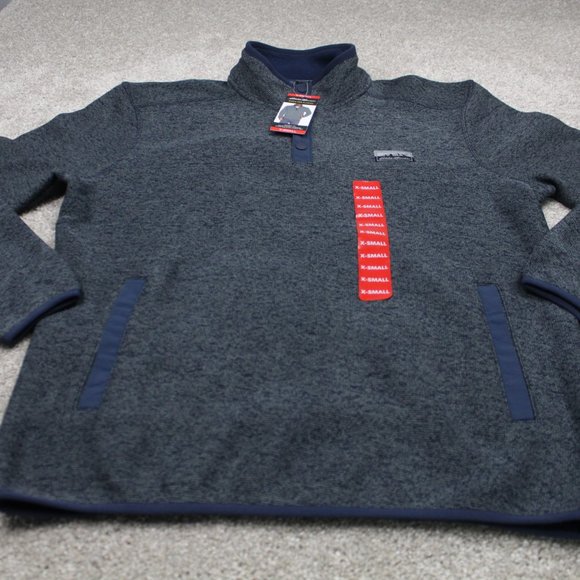 Eddie Bauer Fleece Sweatshirt NWT Mens XS Heather Navy Blue L/S Pullover Sweater - Picture 2 of 12
